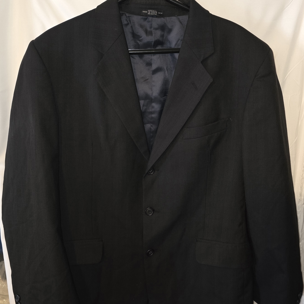 VINTAGE Mens 100% WOOL L-XL FRANCO UOMO VENEZIA FIRENZE SPORT Blazer/Coat Black